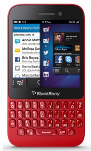 BlackBerry Q5 in red.