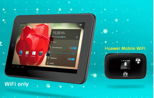 The 7 inch One Touch Tab and Huawei 5776 Mobile WiFi device 