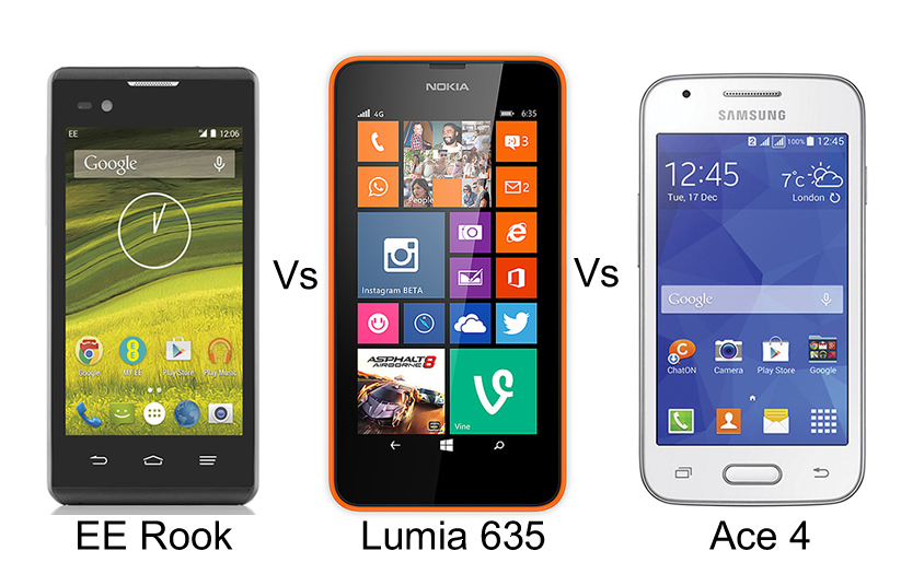 EE Rook vs vs Nokia Lumia 635 vs Samsung Galaxy Ace 4
